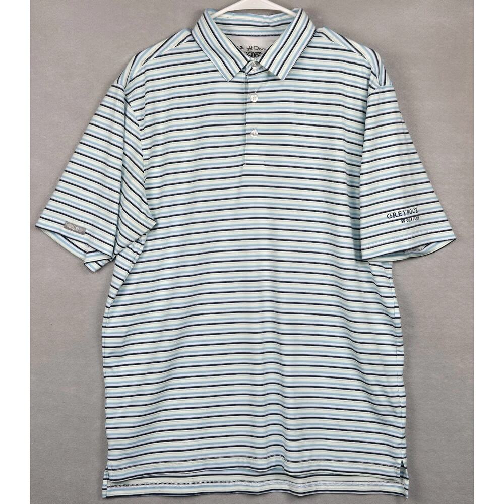 Straight Down Performance Polo Shirt Mens L Blue Grey Rock Golf Club